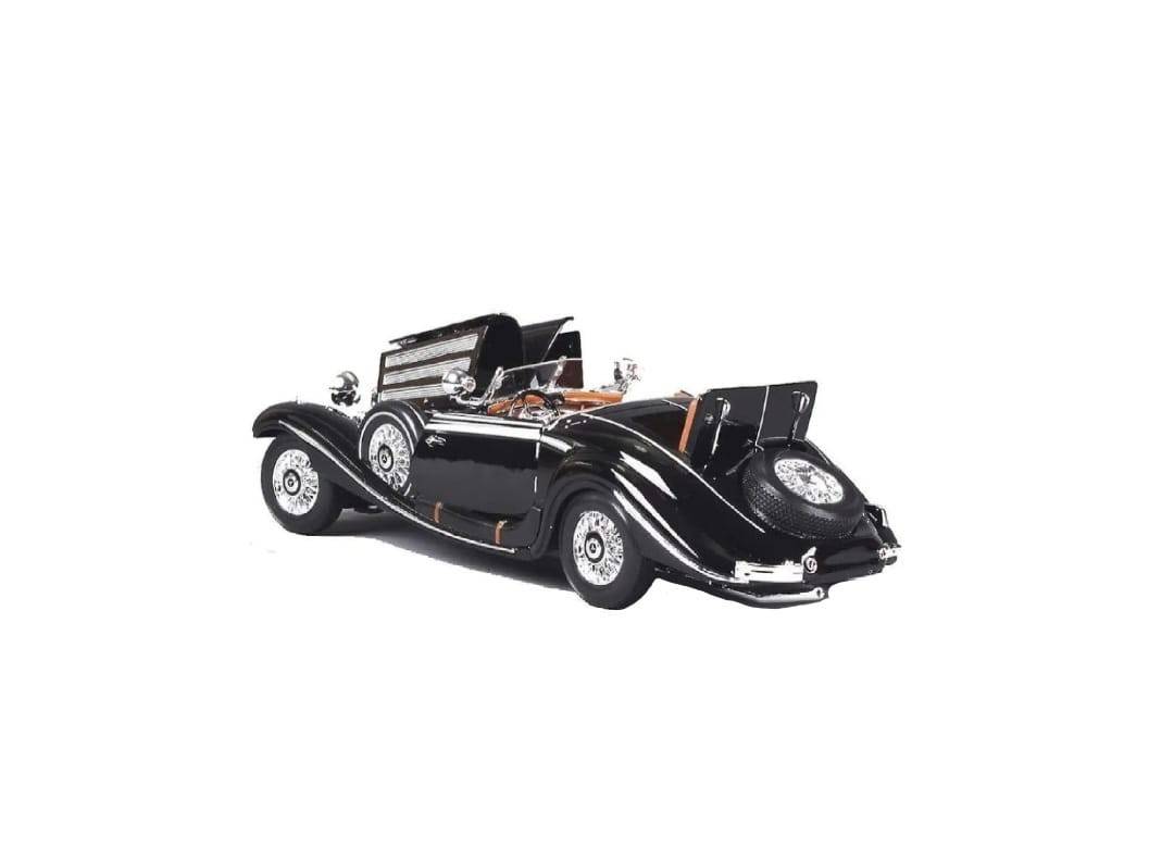Masinuta Mercedes-Benz 500k Specialroadster 1936, Premiere Edition, scoate fum, negru, 22 cm