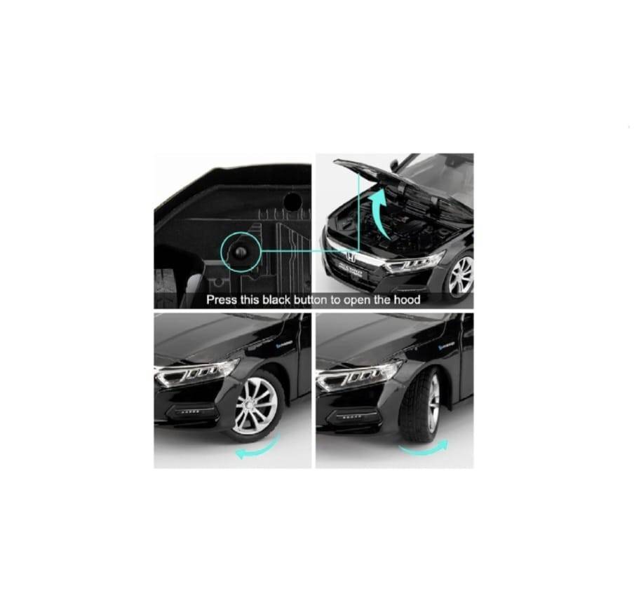 Masinuta metal mecanica, Honda Accord, 1:24, sunete, usi mobile, capota mobila, portbagaj mobil, negru, 20 cm
