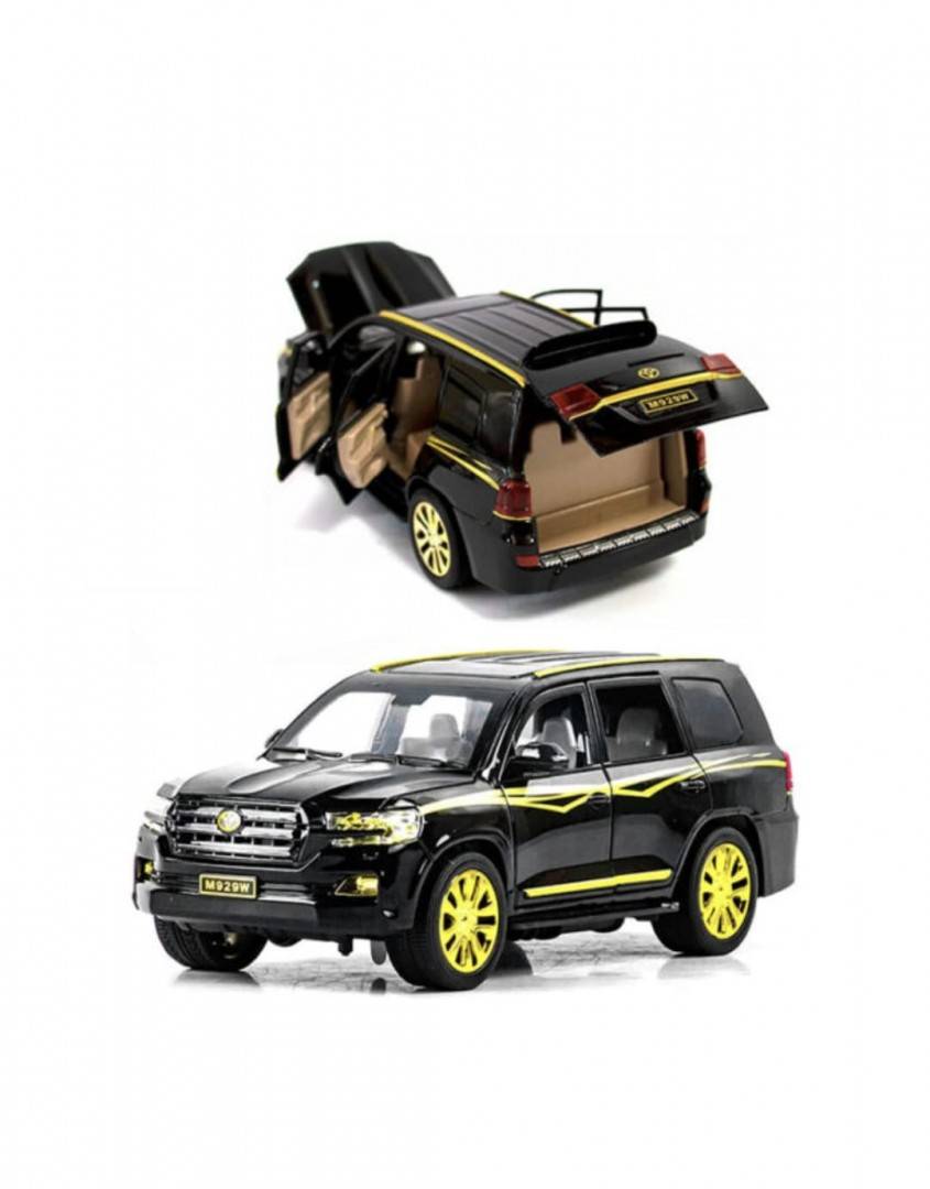 Masinuta metal mecanica, model Toyota SUV, Land Cruiser, 1:24, usi mobile, capota mobila, portbagaj mobil, negru inchis, 19.5 cm