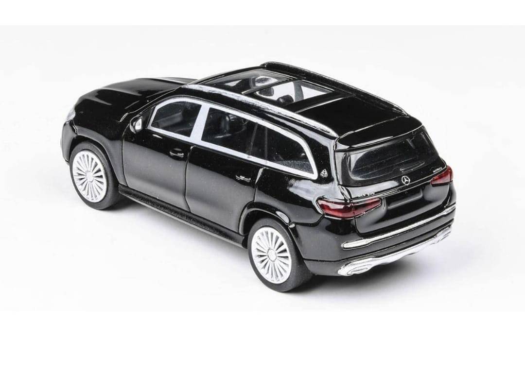 Masinuta metal mecanica, tip Maybach GLS 600, 3 sunete, usi mobile, capota mobila, portbagaj mobil, negru, 15 cm