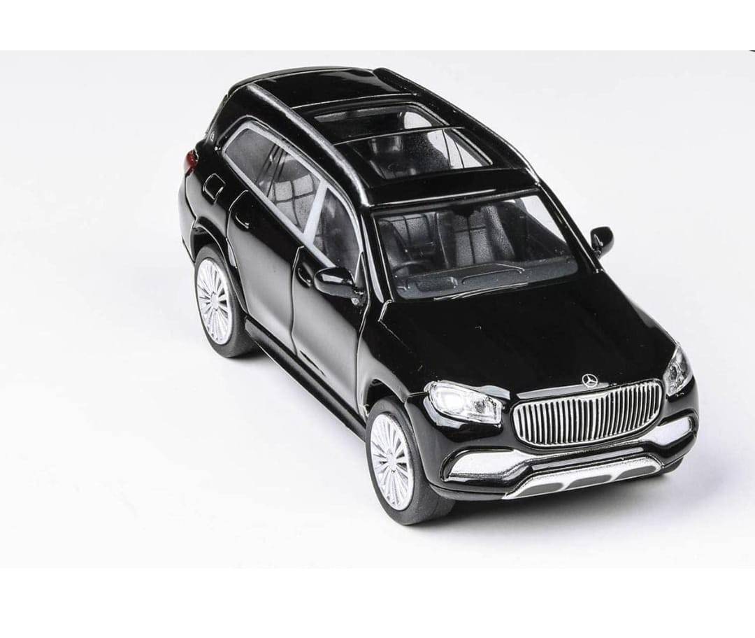 Masinuta metal mecanica, tip Maybach GLS 600, 3 sunete, usi mobile, capota mobila, portbagaj mobil, negru, 15 cm