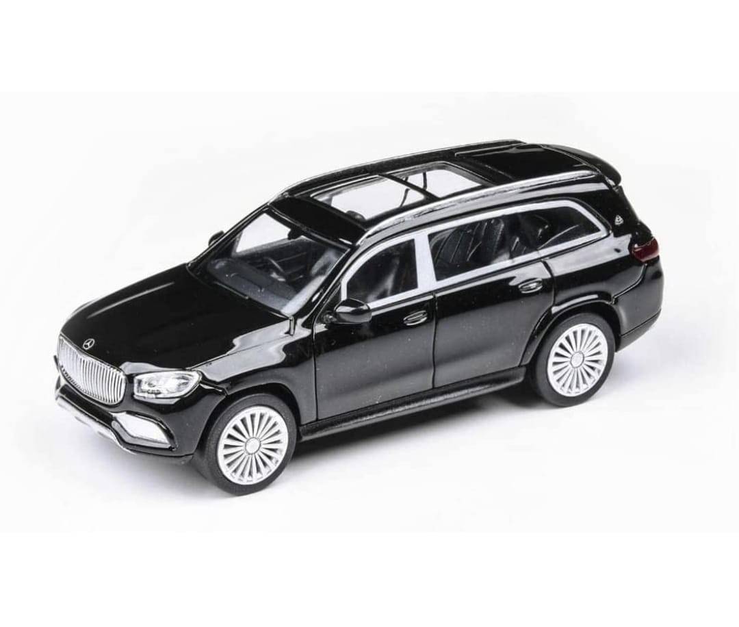 Masinuta metal mecanica, tip Maybach GLS 600, 3 sunete, usi mobile, capota mobila, portbagaj mobil, negru, 15 cm