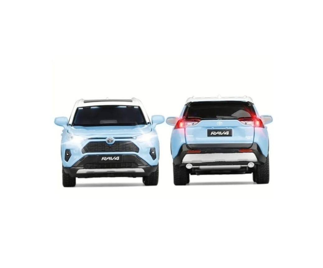Masinuta metal mecanica, Toyota Rav 4, sunete, usi mobile, capota mobila, portbagaj mobil, albastru, 20 cm