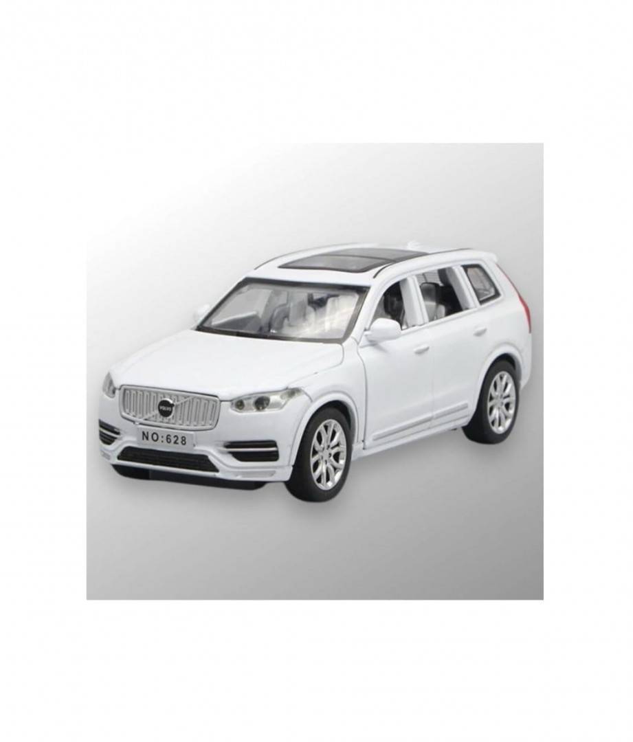 Masinuta metal mecanica, Volvo XC90, sunete, usi mobile, capota mobila, portbagaj mobil, alb, 16 cm