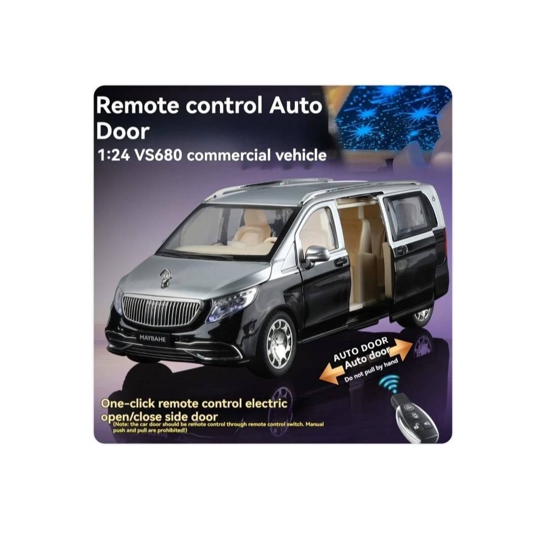 Masinuta metalica cu cheie, Mercedes Maybach Vito VS680, 1:24, usi mobile, capota mobila, portbagaj mobil, negru, 20 cm