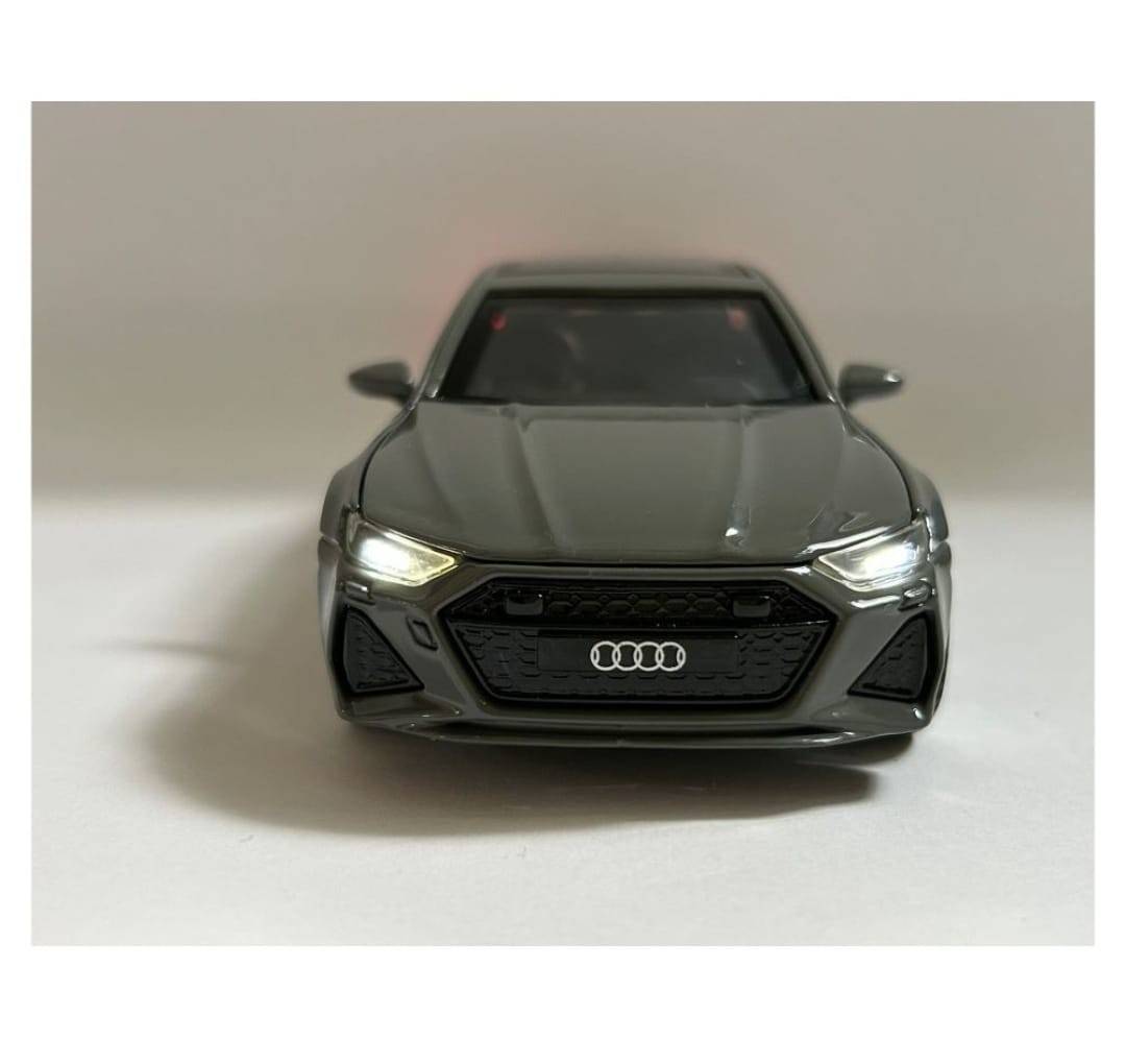  Masinuta metalica mecanica, Audi A7, lumini si sunete, usi mobile, capota mobila, portbagajul mobil, gri, 15 cm