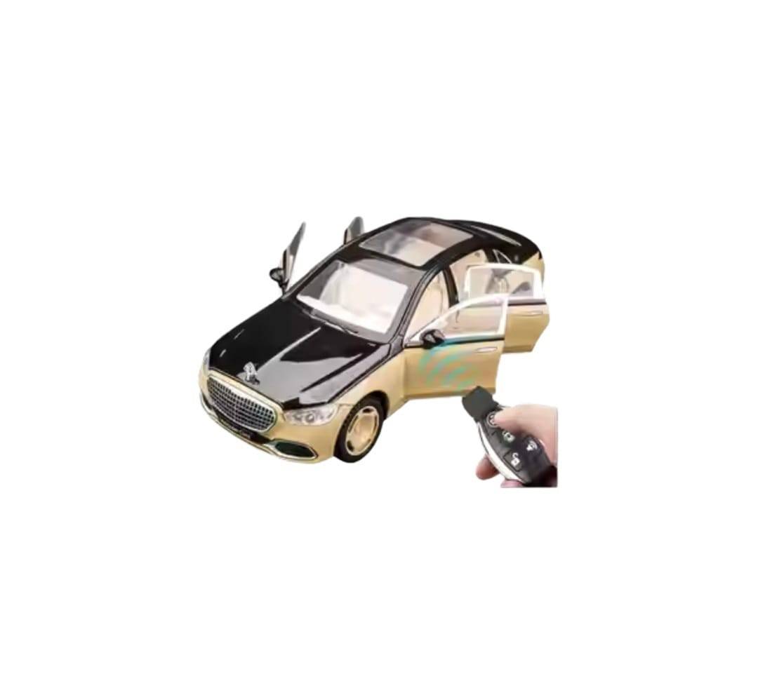 Masinuta metalica cu cheie, Mercedes Maybach S 680, 1:24, usi mobile, capota mobila, portbagaj mobil, auriu, 20 cm