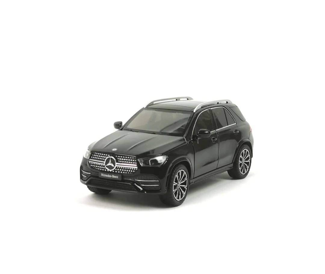 Masinuta metalica mecanica, Jeep Mercedes GLE 350, 1:24, usi mobile, capota mobila, portbagajul mobil, negru, 20 cm