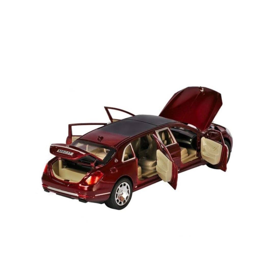 Masinuta metalica Mercedes Maybach S600, 1:24, usi mobil, portbagaj mobil, capota mobila, maro, 22 cm
