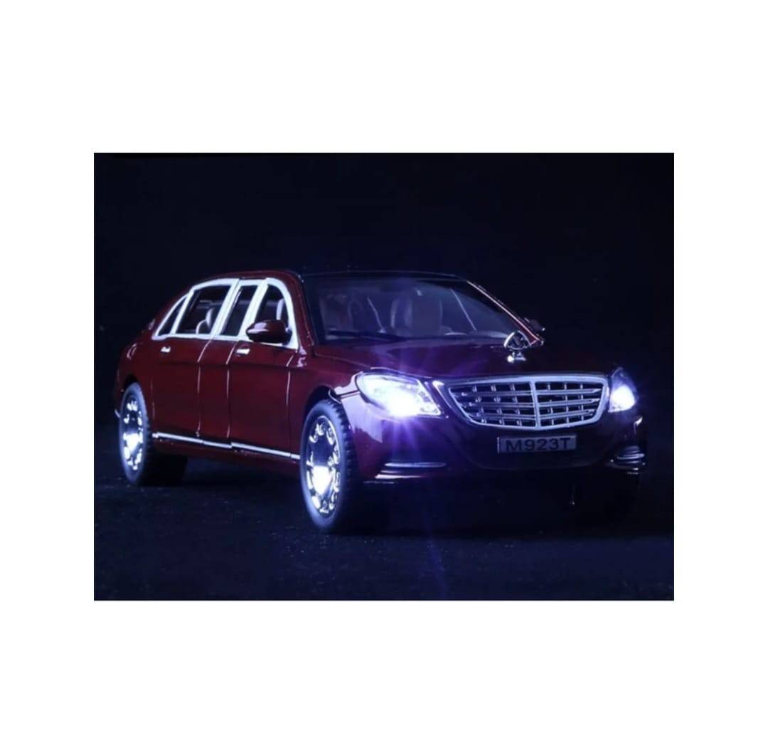 Masinuta metalica Mercedes Maybach S600, 1:24, usi mobil, portbagaj mobil, capota mobila, maro, 22 cm