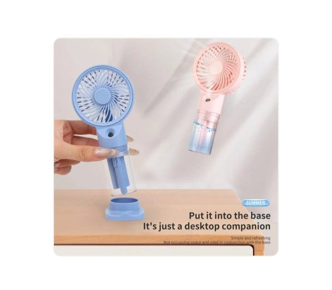 Mini ventilator cu pulverizare si suport de telefon, usb, pentru copii sau adulti, multicolor,15 cm
