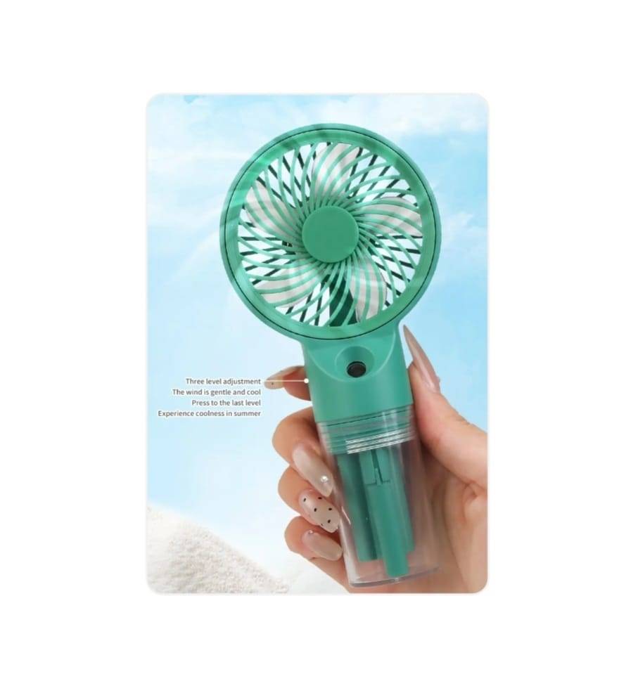 Mini ventilator cu pulverizare si suport de telefon, usb, pentru copii sau adulti, multicolor,15 cm