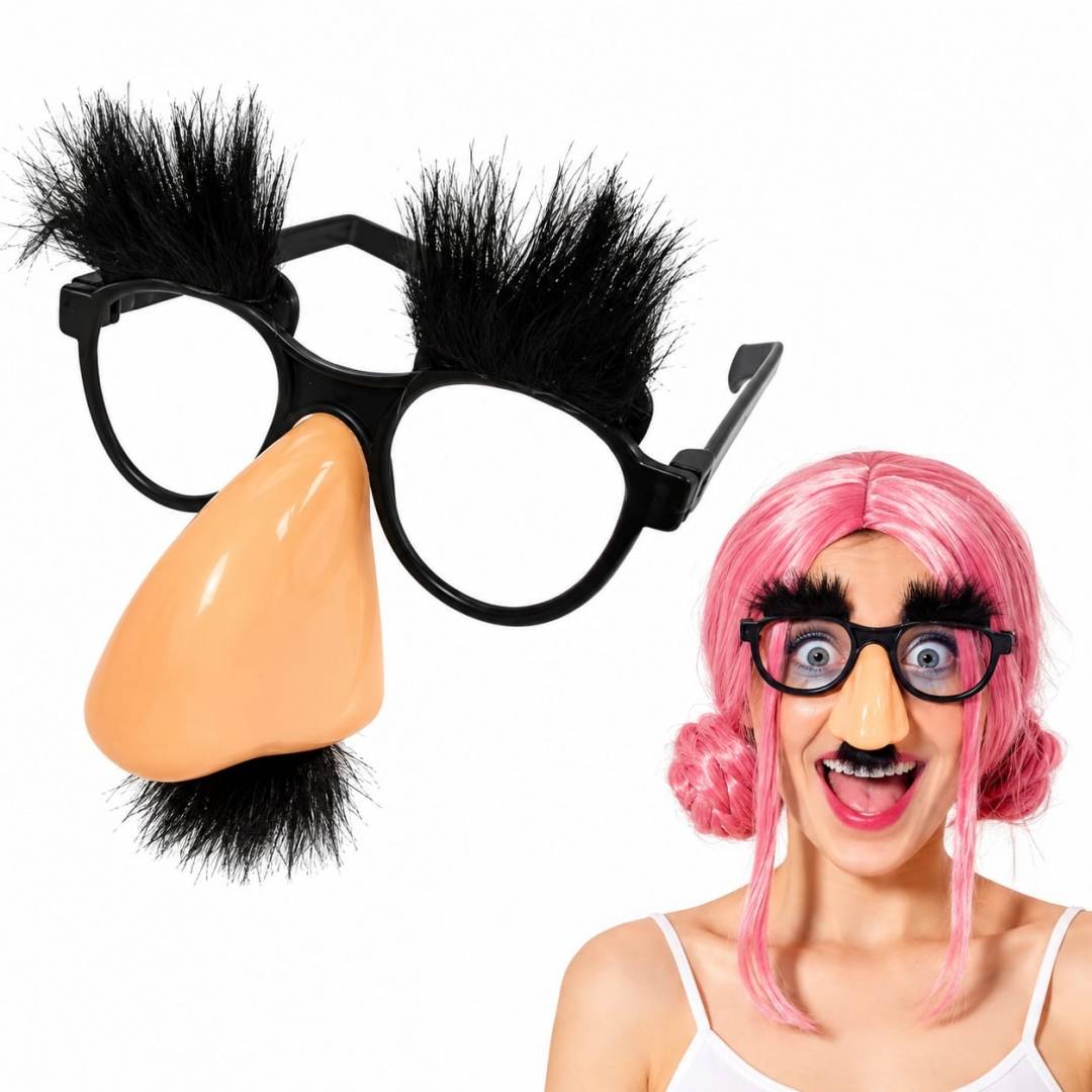 Ochelari hazlii cu nas, sprancene si mustata, Halloween, carnaval, 1 buc, multicolor, 8 ani+
