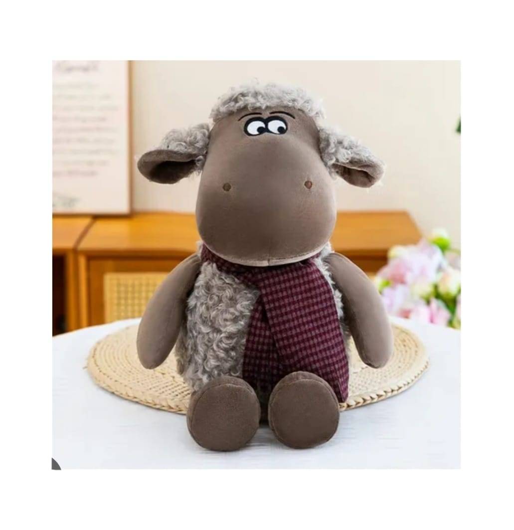 Oiță de pluș, jucărie moale și adorabilă, gri/multicolor, 25 cm