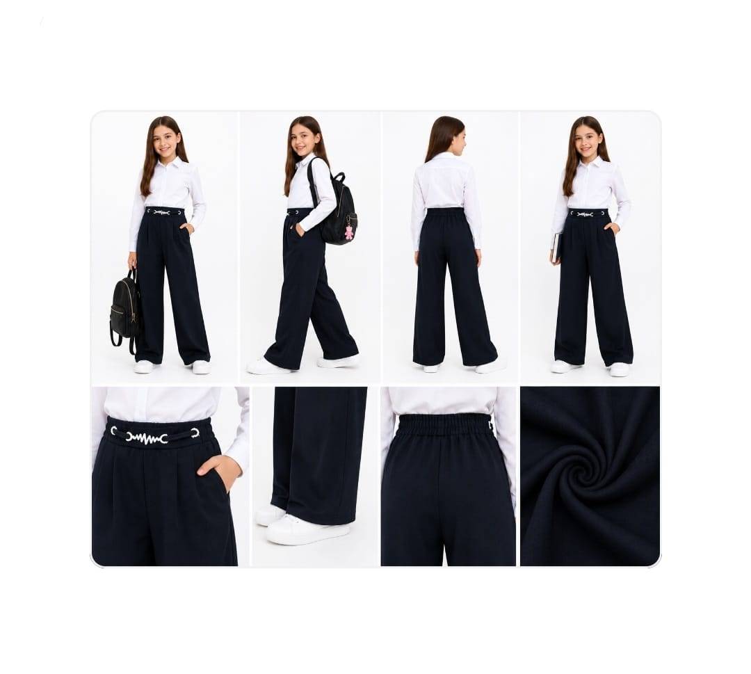 Pantaloni eleganți pentru fetițe, model școlar, negru, marimea 6 ani - 11 ani