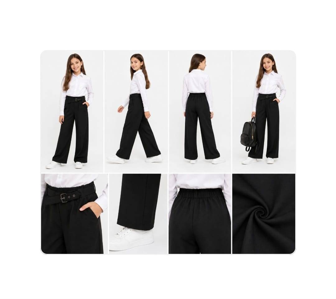 Pantaloni eleganți pentru fetițe, pentru școală, lejeri, negru, marimea 6 ani -  11 ani