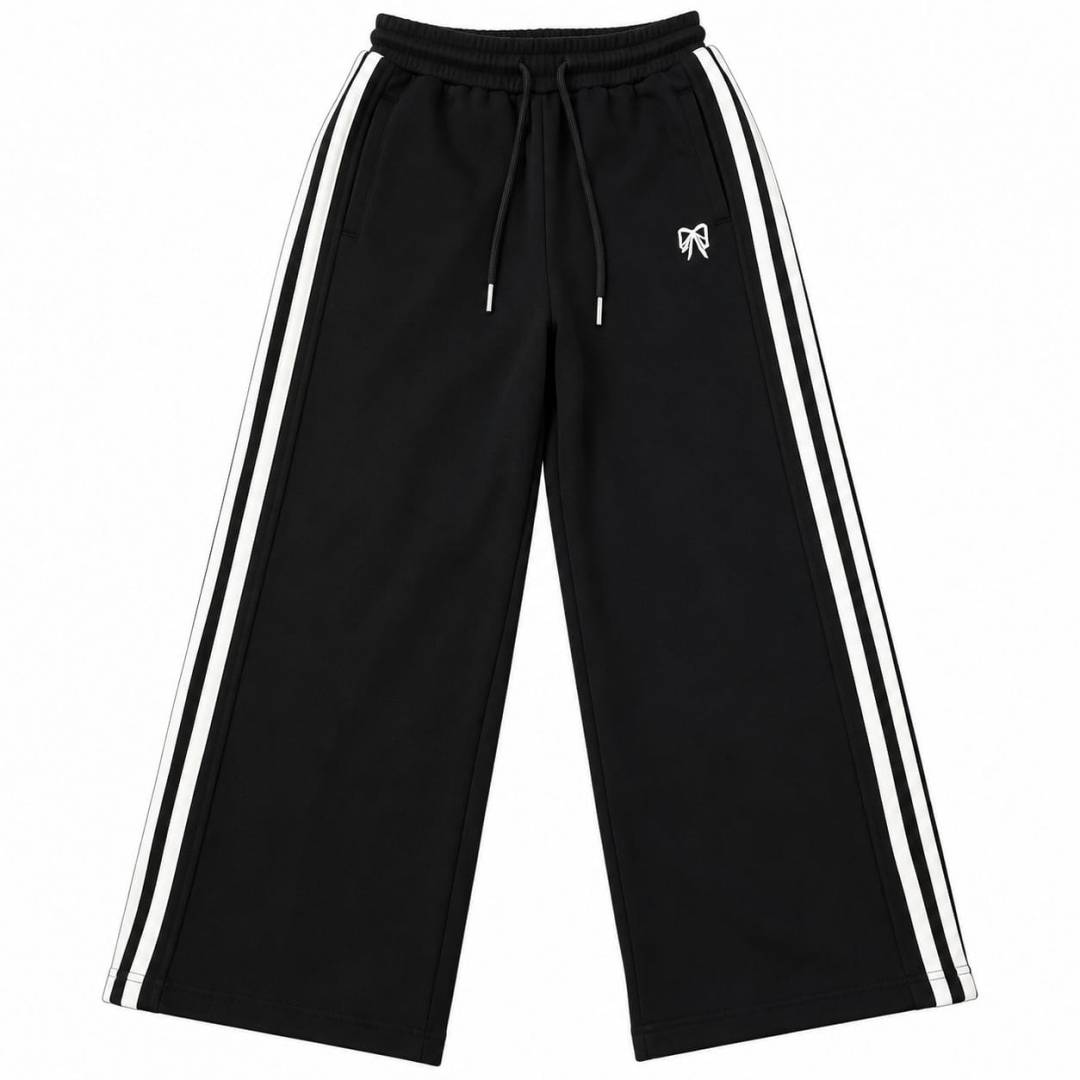 Pantaloni fete groși de iarnă, model larg, pentru școală și ținute casual, 1buc, negru, 6 ani - 11 ani