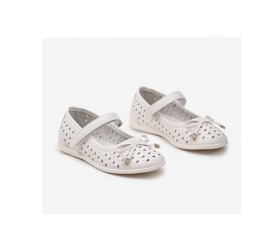  Pantofi piele fetite, T378, model de vara, perforati, alb, marimea 25 - 30