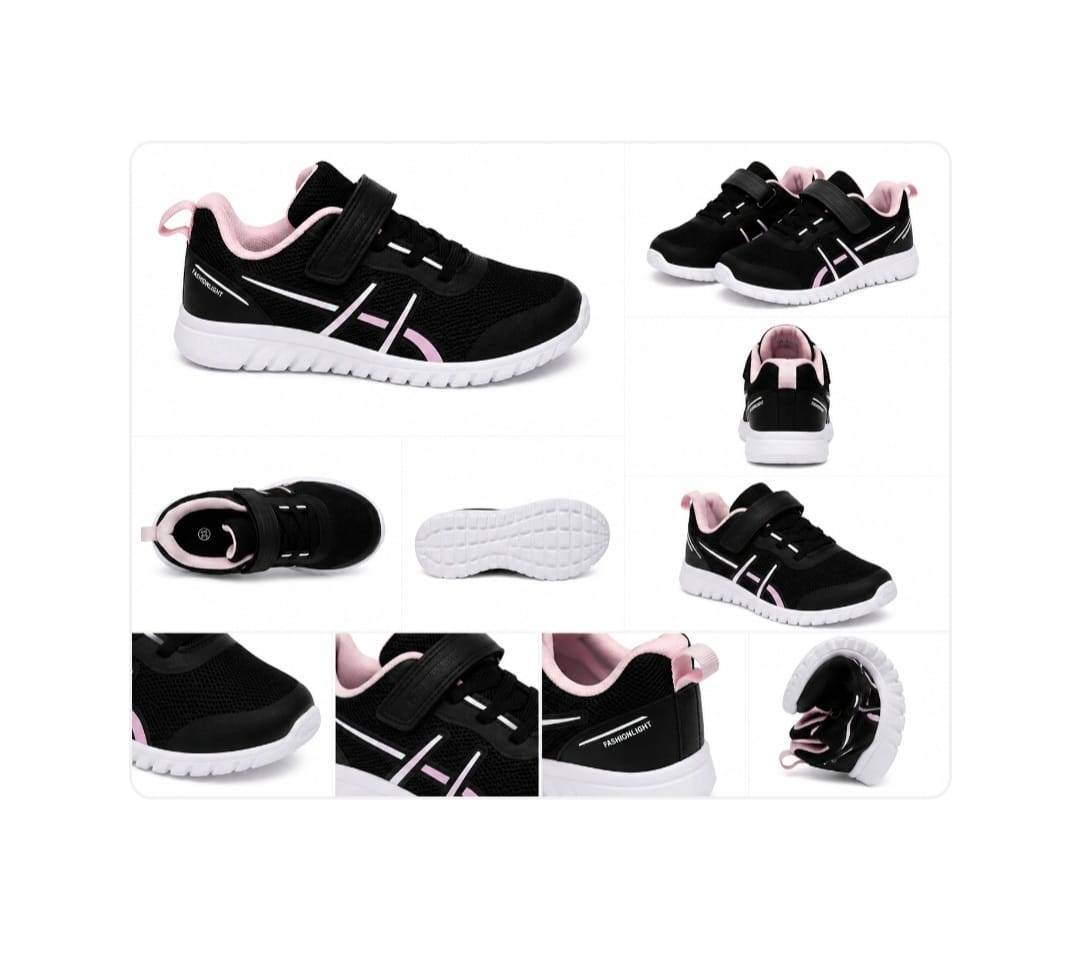 Pantofi sport copii, Apawwa ABC2262R, talpa foarte flexibila, roz/ negru, marimea 26 - marimea 37