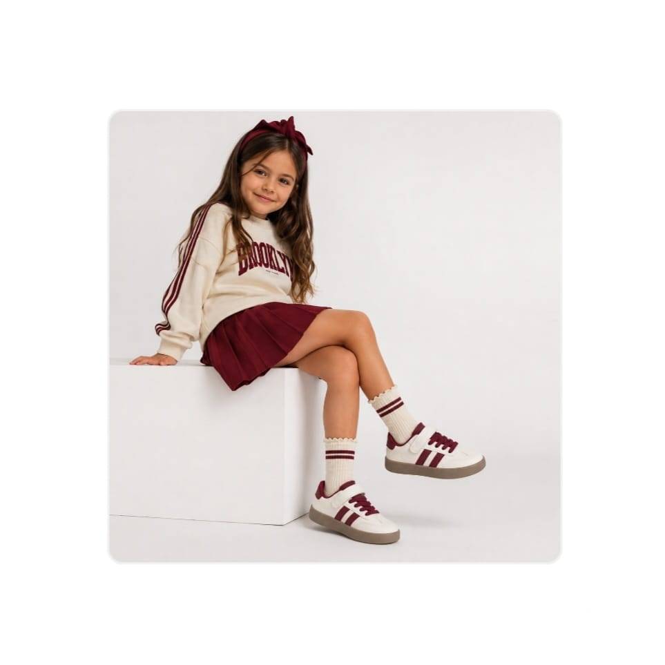 Pantofi sport fete, Apawwa N1315R, beige/red, marimea 29 - marimea 36