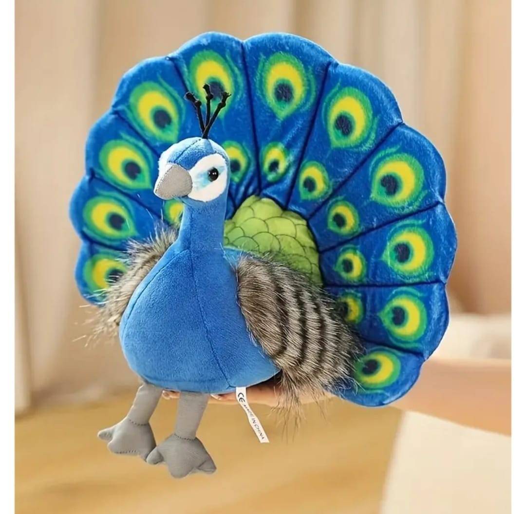 Paun de plus, realist, multicolor, 33 cm