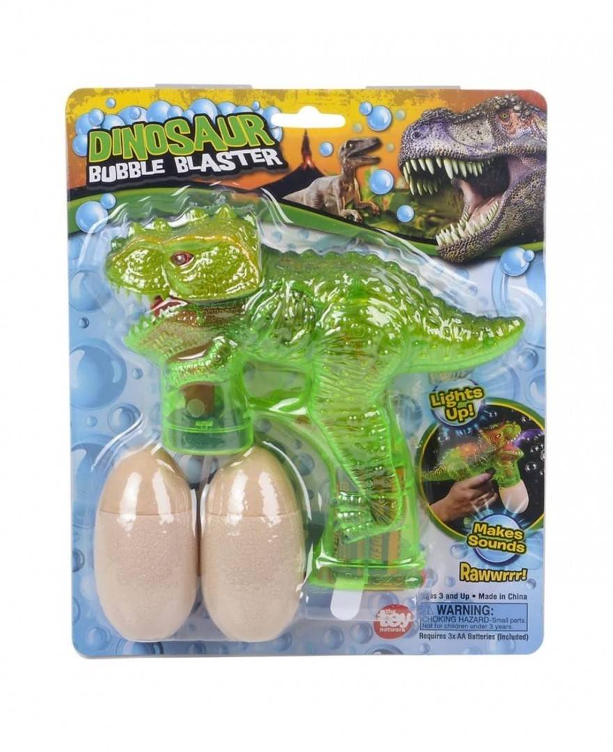 Pistol de jucarie, model Dino, baloane de sapun, sunete si lumini, verde