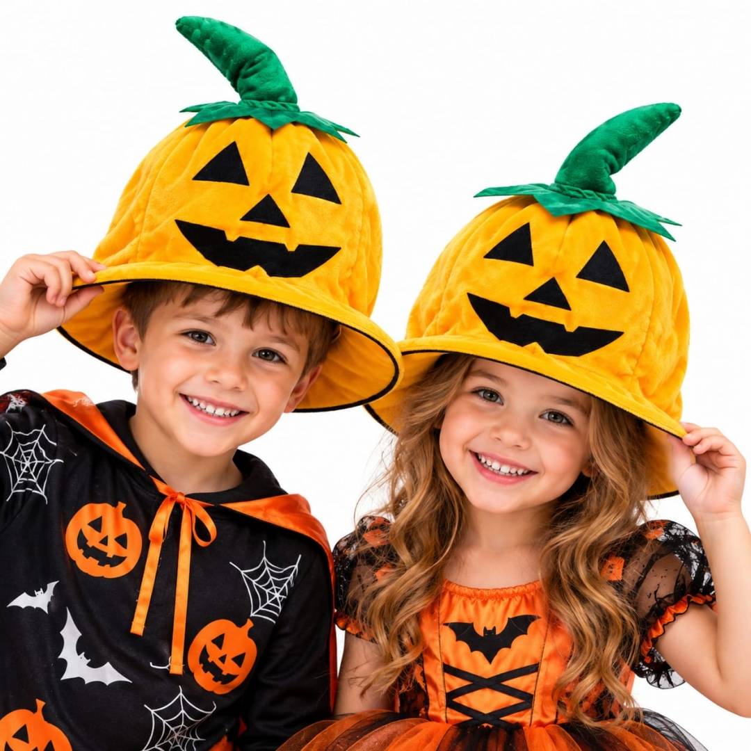 Pălărie Halloween Dovleac pentru copii, accesoriu petreceri tematice, multicolor, 4+ ani