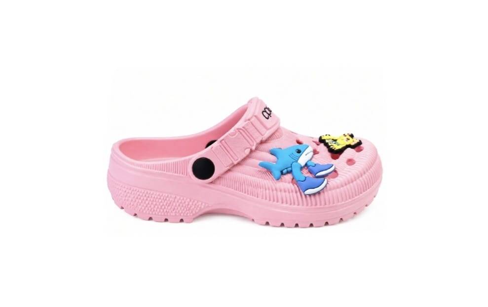 Saboti copii tip clog, cu decorațiuni Animale Marine, roz/multicolor, mărimea 24 - 29