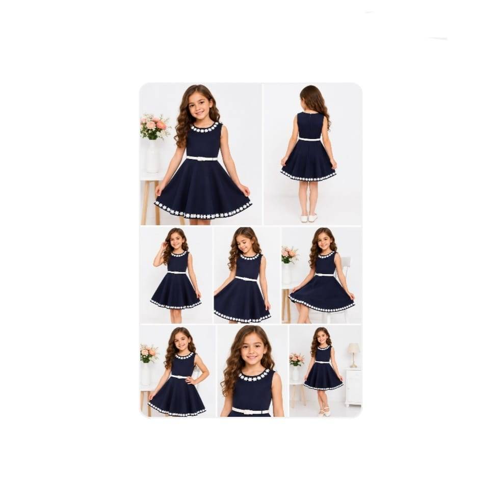 Sarafan scolar pentru fete, cu curea, bleumarin, 128 cm - 158 cm, 7 ani - 13 ani