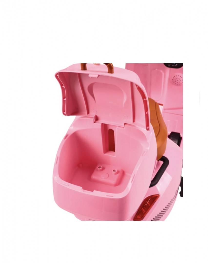Scuter Electric Vespa pentru copii , roti ajutatoare , muzica si lumini , 2 motoare ,12V , roz 