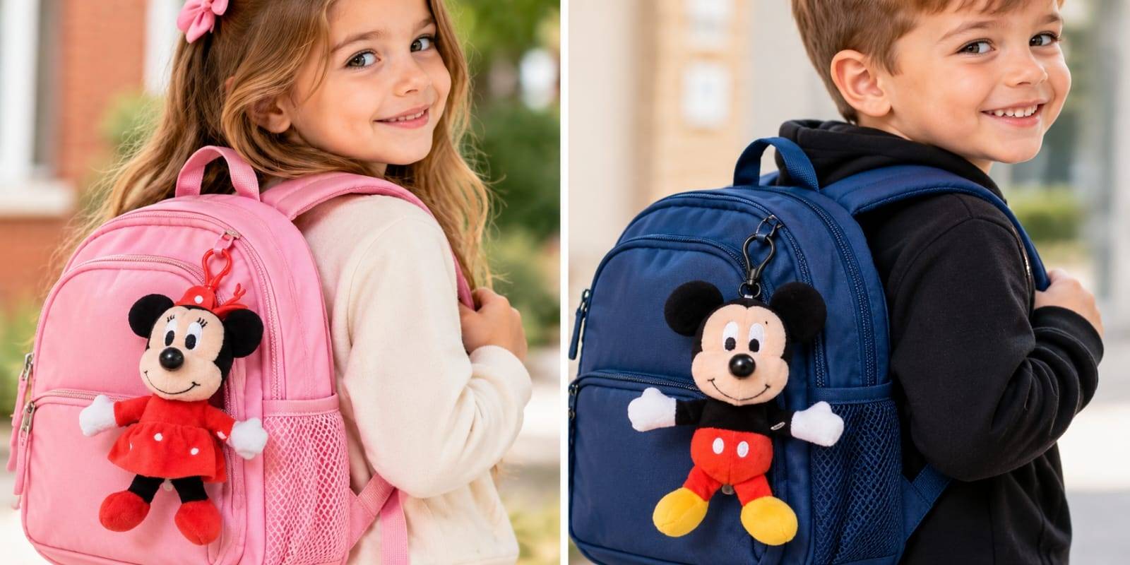 Set  2 Jucarii de plus, Mickey Mouse si Minnie breloc, 18 cm