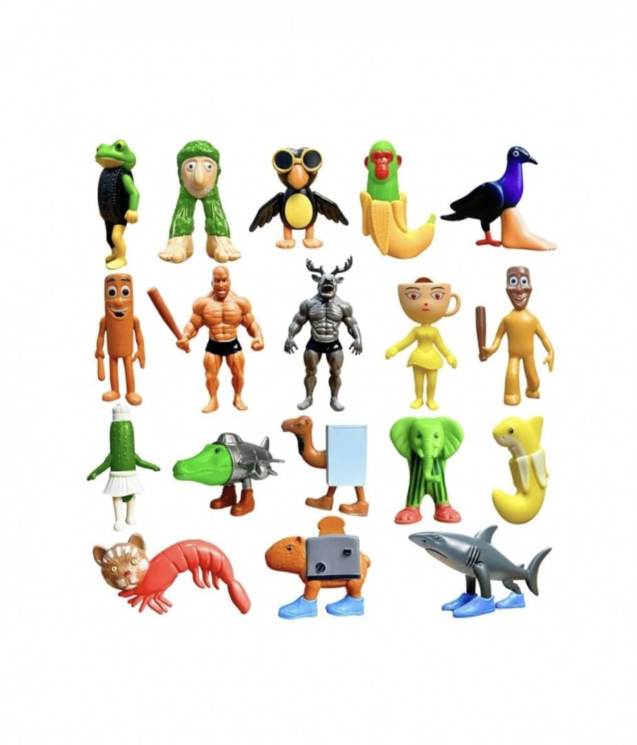 Set 12 Figurine, Italian Brain Rot, Tralalero Tralala, MASHASHOP, verde/multicolor, 10 cm