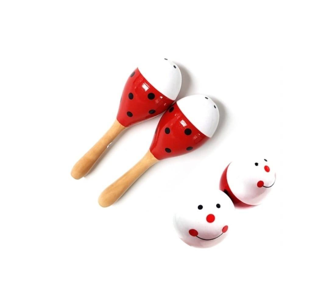  Set 2 Instrumente Bino Maracas Rumba, lemn, multicolor, 19 cm