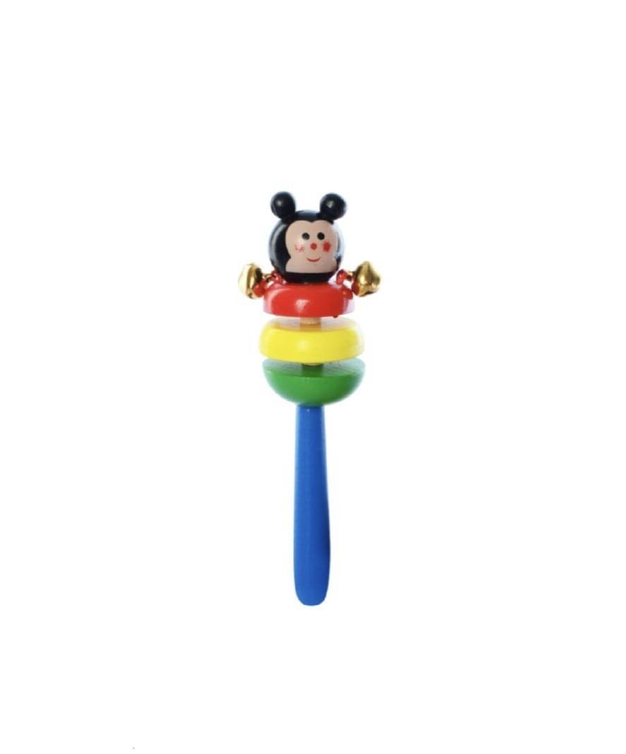 Set 2 jucarii muzicale, Castaniete, clopotei, lemn, multicolor, 16 cm