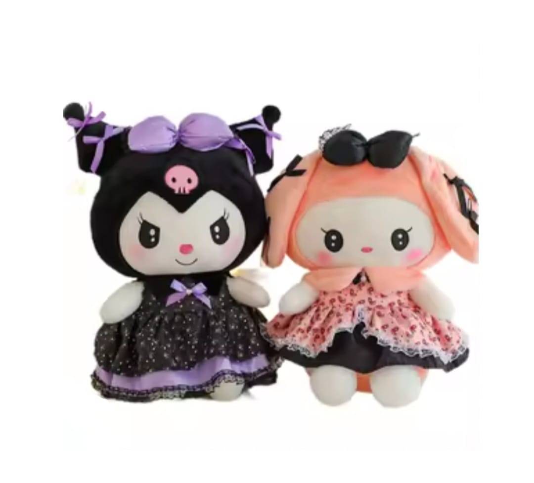 Set 2 Papusi de plus, Kuromi din seria Hello Kitty Sanrio, mov/roz, 65 cm