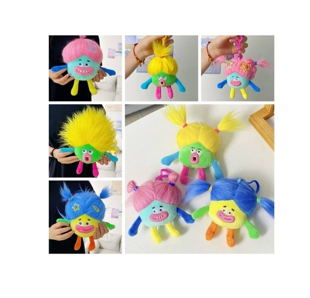  Set 3 Jucarii de plus, Funny Ugly Key Chain, tip breloc, multicolor, 15 cm