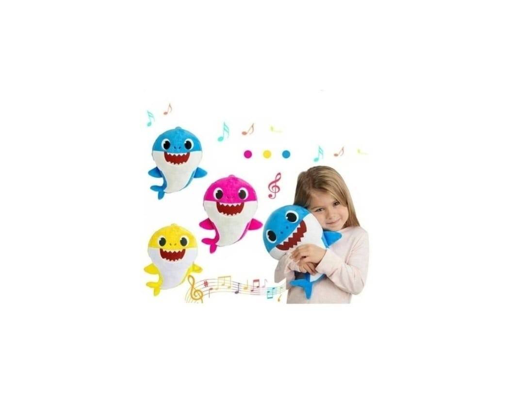  Set 3 Jucarii de plus, tip Baby Shark cu ventuza, multicolor, 24 cm