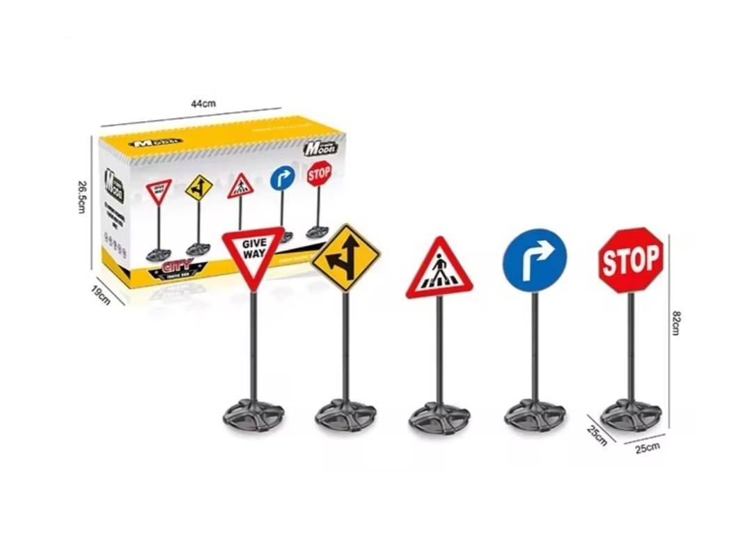 Set 5 semne de circulatie pentru copii, XXL, multicolor, 82 cm