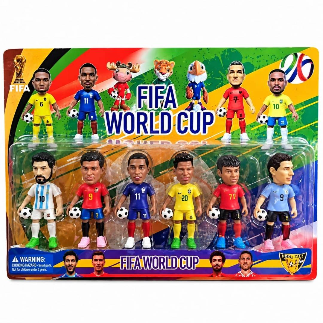 Set 6 Fotbalisti, Fifa World Cup, Mashashop, multicolor, 10 cm, 3 ani+