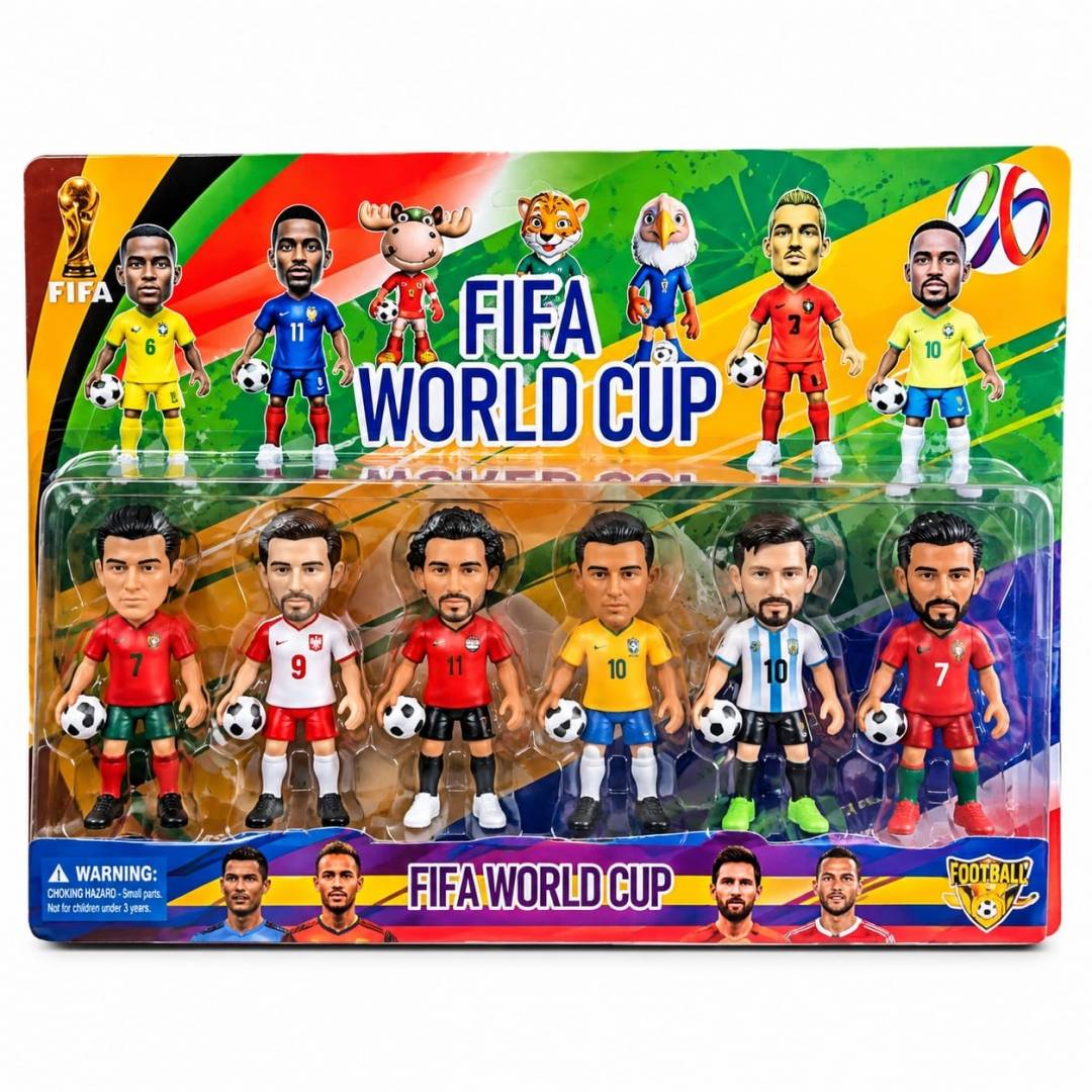Set 6 Fotbalisti, Fifa World Cup, Mashashop, multicolor, 10 cm, 3 ani+