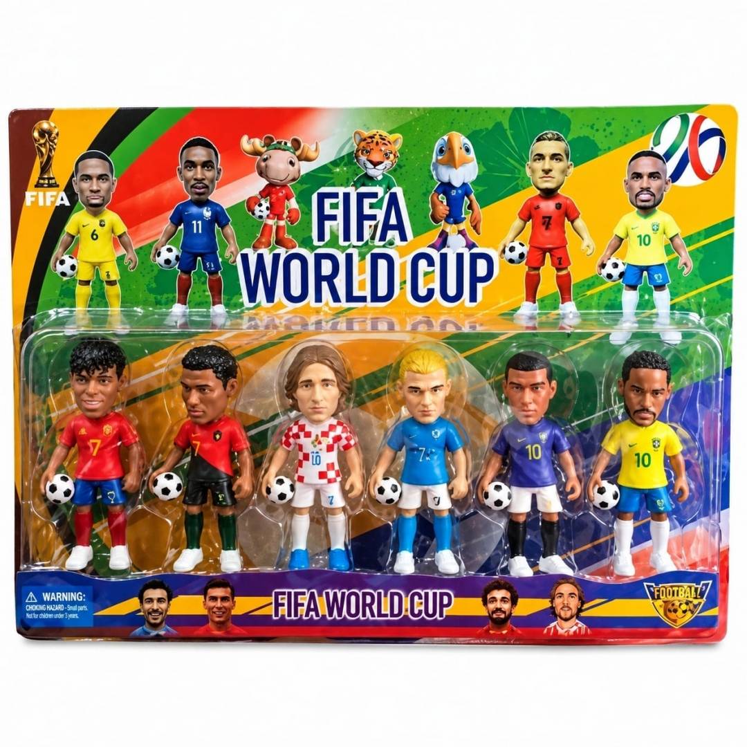 Set 6 Fotbalisti, Fifa World Cup, Mashashop, rosu/multicolor, 10 cm, 3 ani+