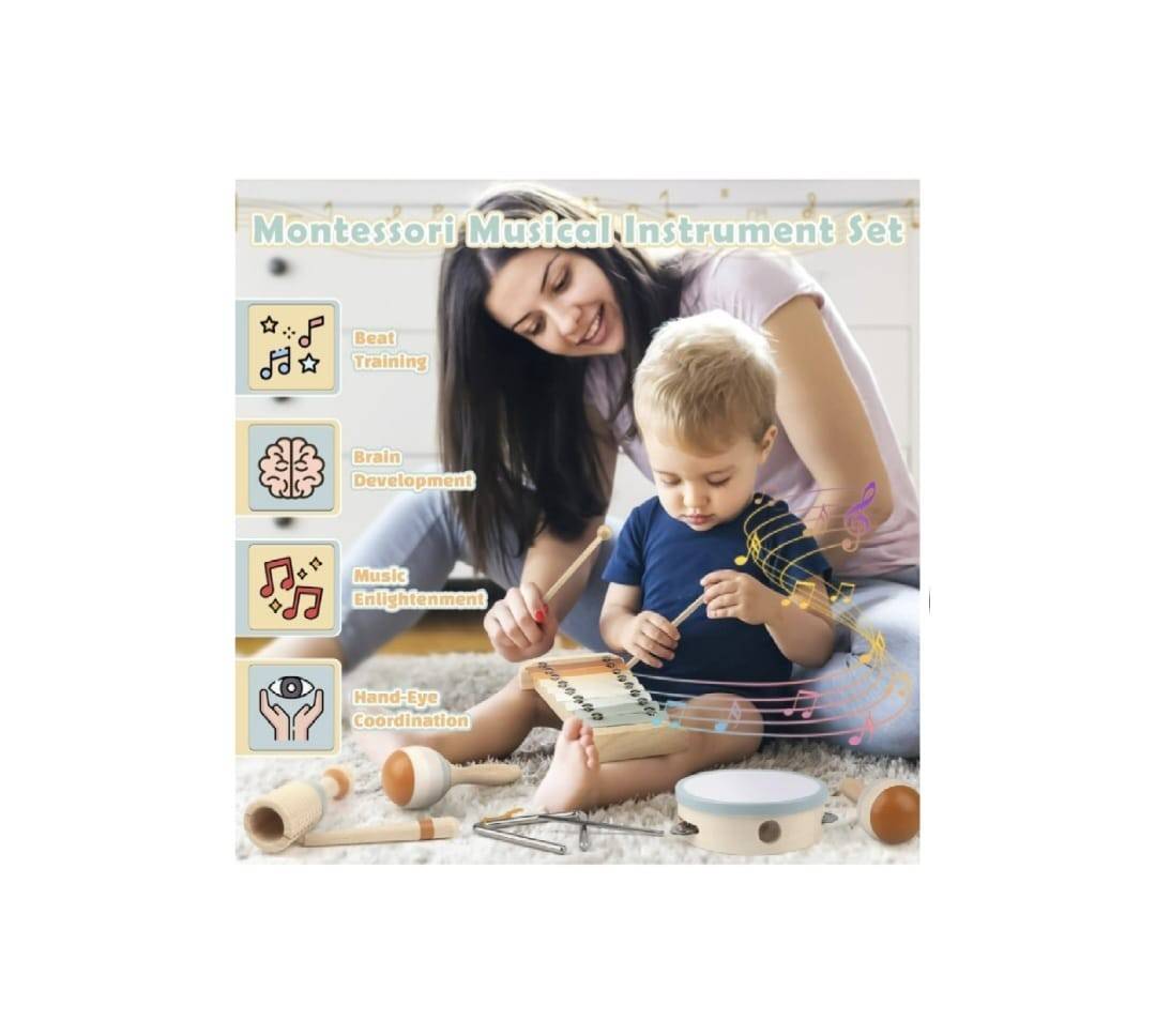 Set 6 Instrumente muzicale de jucarie, Montessori, lemn