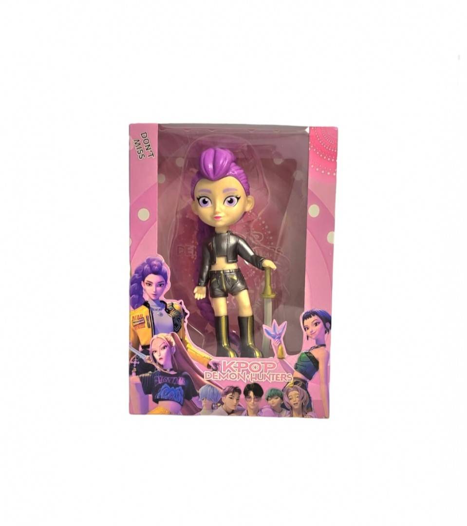 Set 6 figurine K Pop Demon Hunter Girl, MASHASHOP, cu accesorii, mov/multicolor, 18 cm