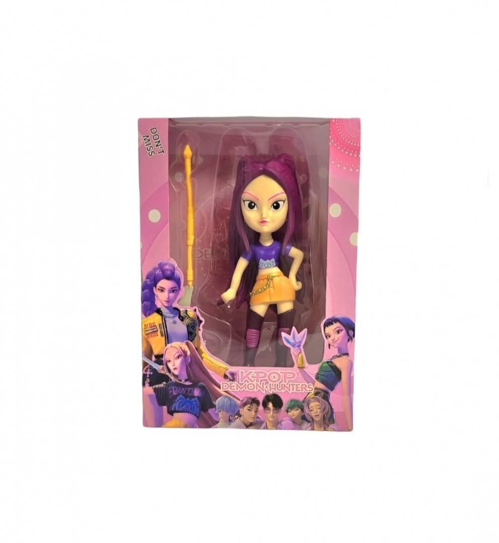 Set 6 figurine K Pop Demon Hunter Girl, MASHASHOP, cu accesorii, mov/multicolor, 18 cm