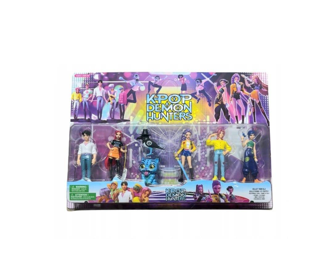 Set 7 figurine K Pop Demon Hunters, Derpys, Tiger, Rumi, Mira, Zoey, accesorii, multicolor, 10 cm