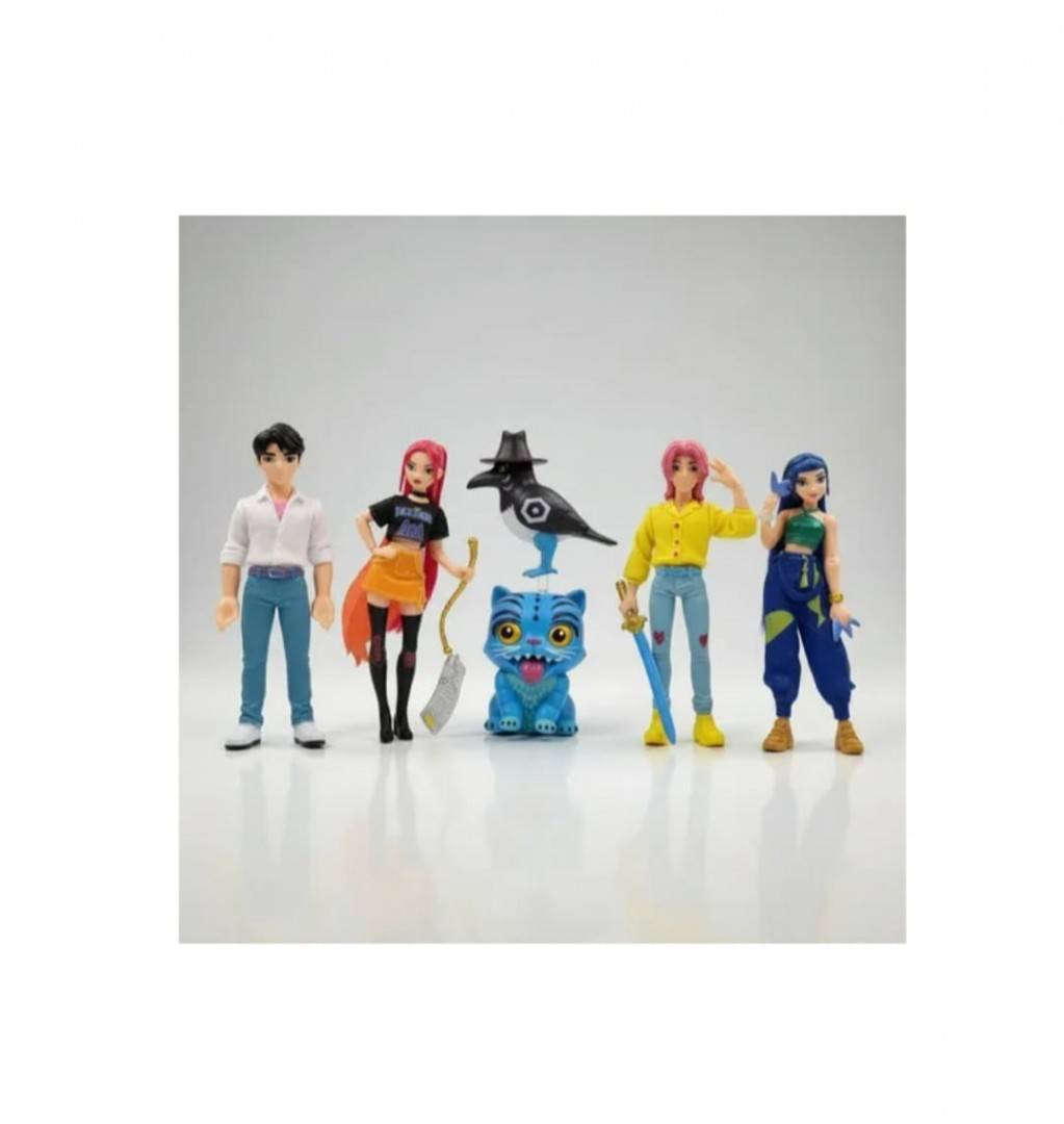 Set 7 figurine K Pop Demon Hunters, Derpys, Tiger, Rumi, Mira, Zoey, accesorii, multicolor, 10 cm