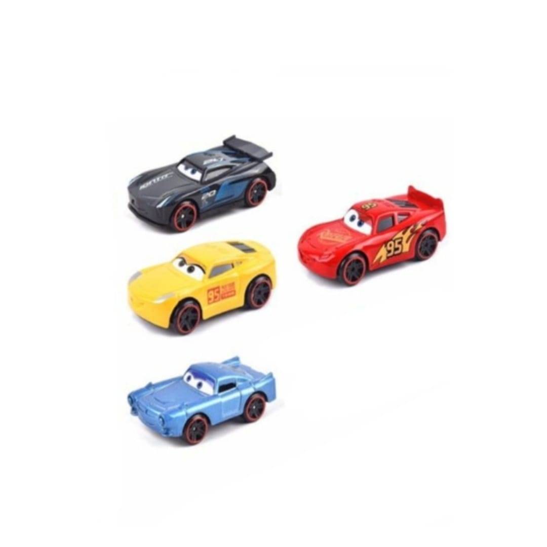 Set Camion cu remorcă și 4 mașinuțe, Cars, metal/plastic, multicolor, 14 cm