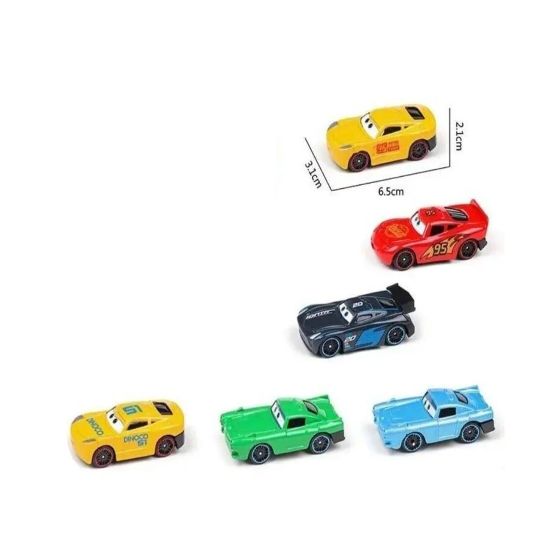 Set Camion cu remorcă și 6 mașinuțe, Cars, metal/plastic, 14 cm