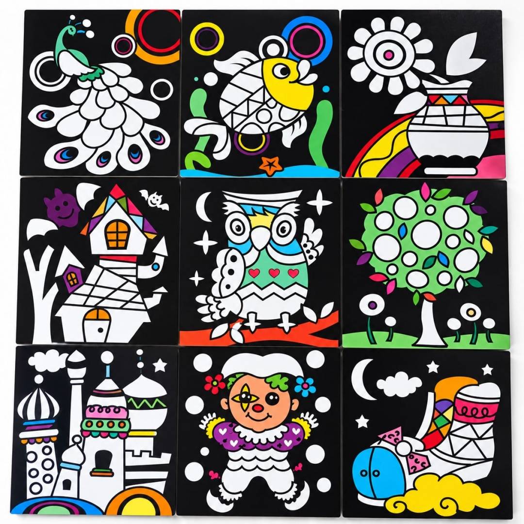 Set Creatie Pictura cu Nisip Colorat, 26 Planse cu Animale, 12 culori, multicolor, 5 ani+