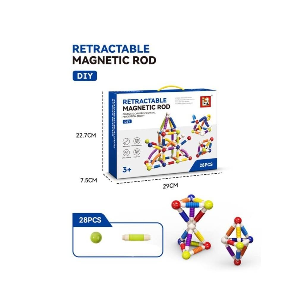 Set de constructie 3D, magnetic, flexibil, 28 piese, 3 ani+